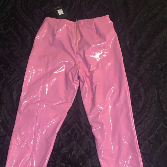Sexy High Rise Pink Vinyl/Latex Pants - Picture 6 of 7